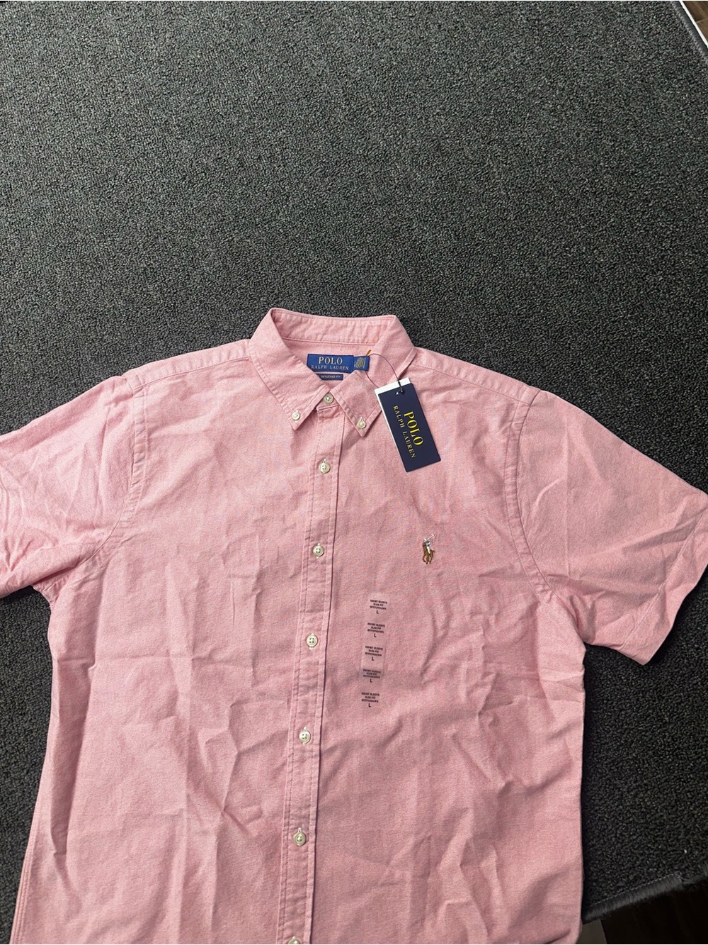 Polo Ralph Lauren RL Untucked Fit Seersucker S/S Shirt Pink Mens L-NWT